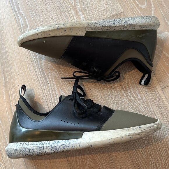 Bally Avro Neoprene Leather Sneakers Olive/Black Sz9 - Picture 2 of 12